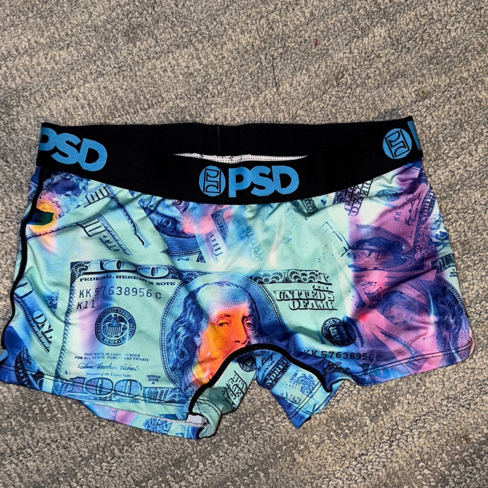 PSD Neon Money Print Boxer Briefs in Turquoise, Pink & Purple